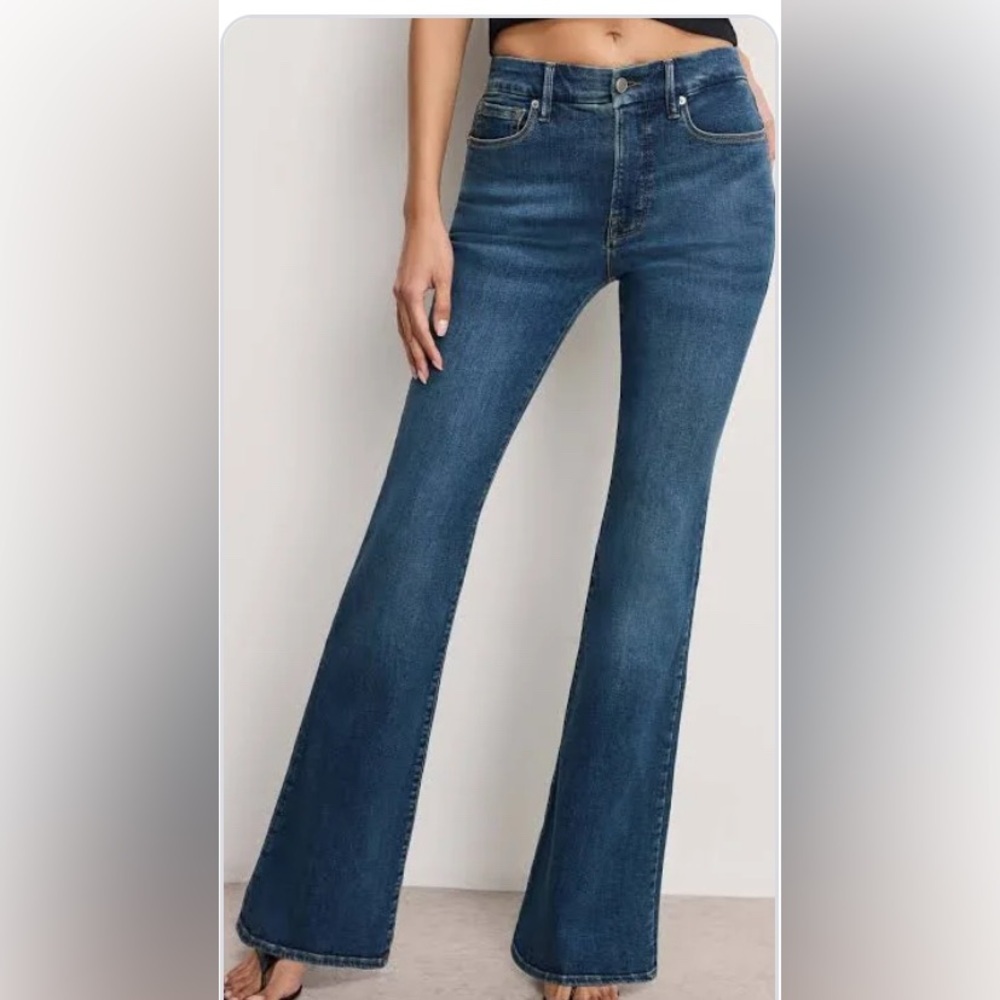 Good American Dark Blue Flare Jeans